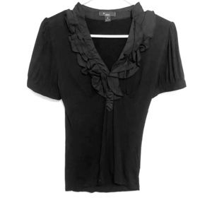 ruffle accent v neck top